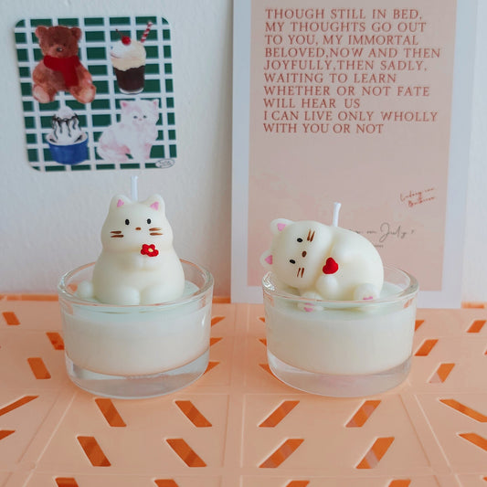 Puppy and Cat Tealight Candle